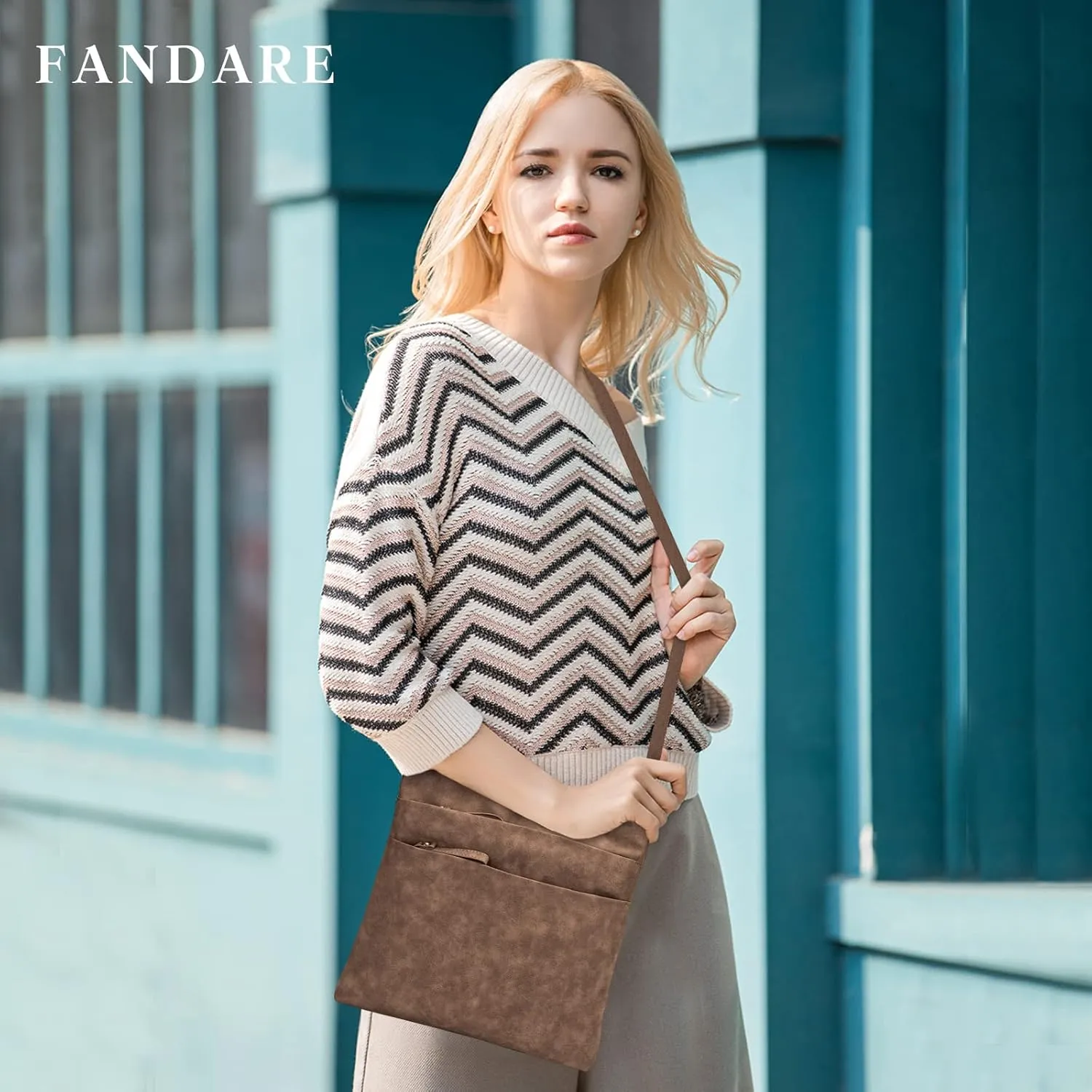 Retro Crossbody Bag Women Shoulder Bag Waterproof Satchel Bag PU Leather Multi-pocket Messenger Bag