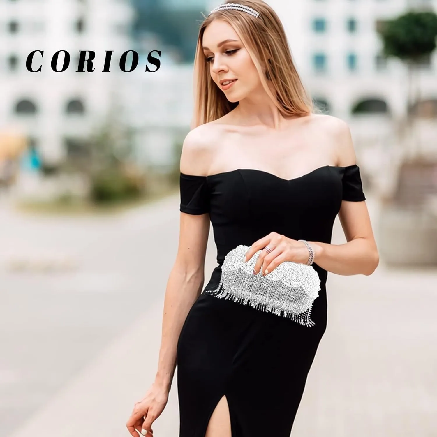 Rhinestones Shoulder Crossbody Bridal Wedding Purse Women's Evening Pearl Handbag Crystal Tassel Clutch Purses