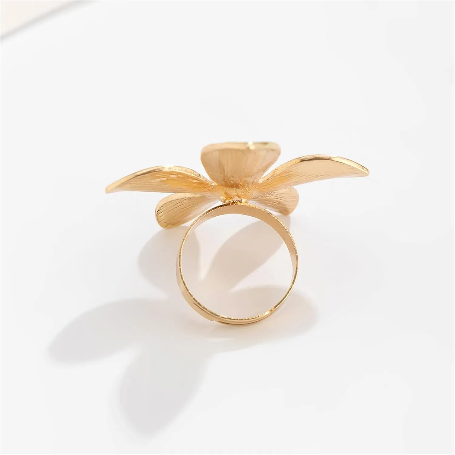 Rrdaily Chunky Gold Stacking Rings for Women, Adjustable Thick Geometric Curved Minimalist Fashion Statement Kunckle Ring