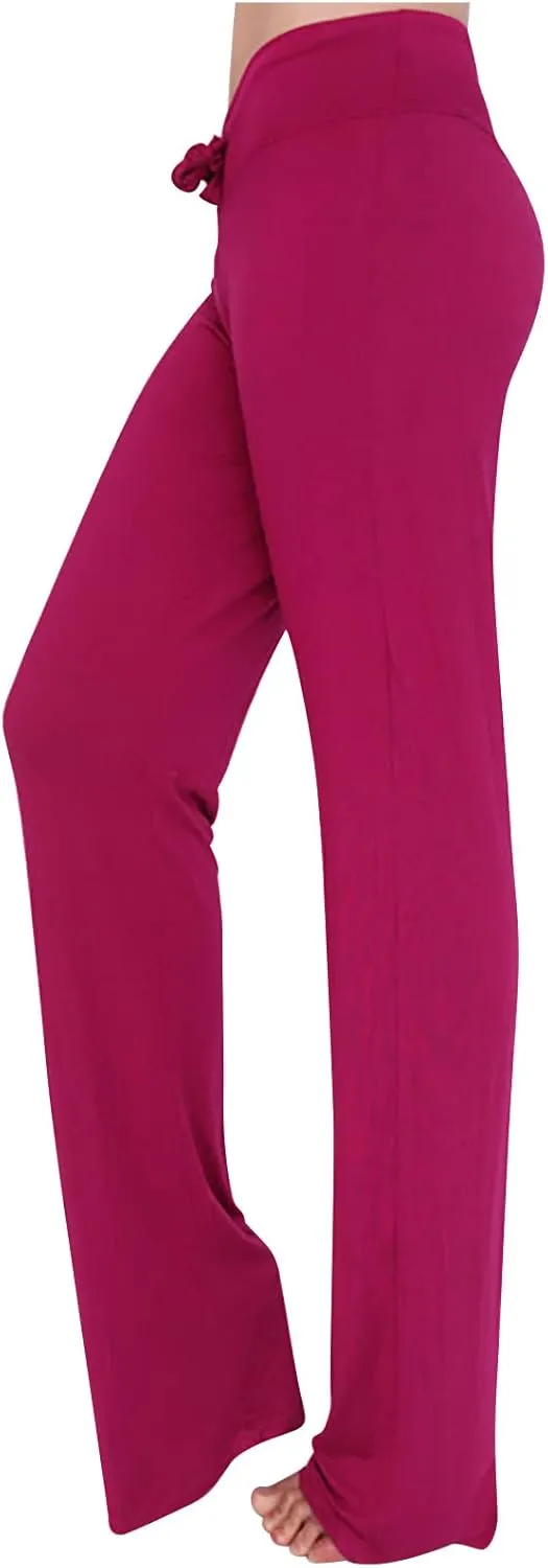 Ruziyoog Flared Yoga Pants for Women High Waist Stretchy Loose Casual Trousers Wide Leg Lounge Joggers Sweatpants