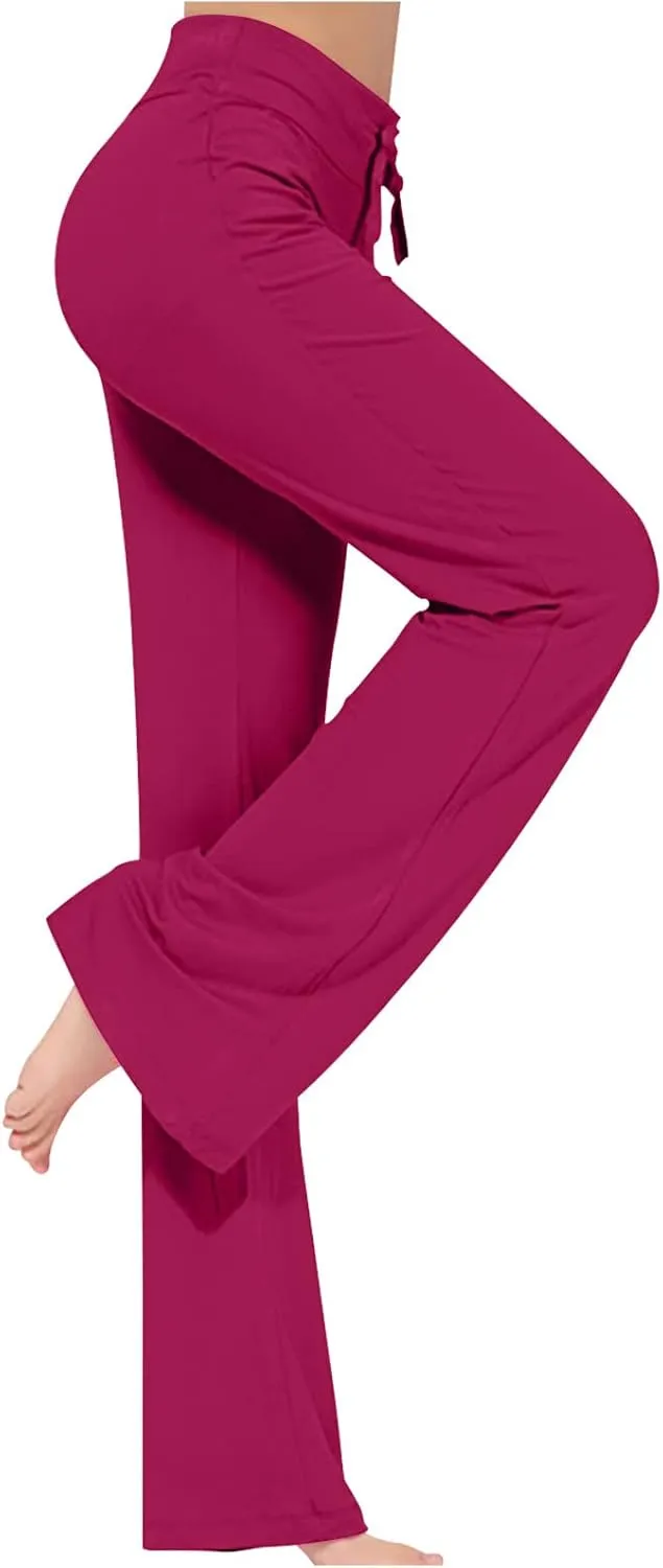 Ruziyoog Flared Yoga Pants for Women High Waist Stretchy Loose Casual Trousers Wide Leg Lounge Joggers Sweatpants