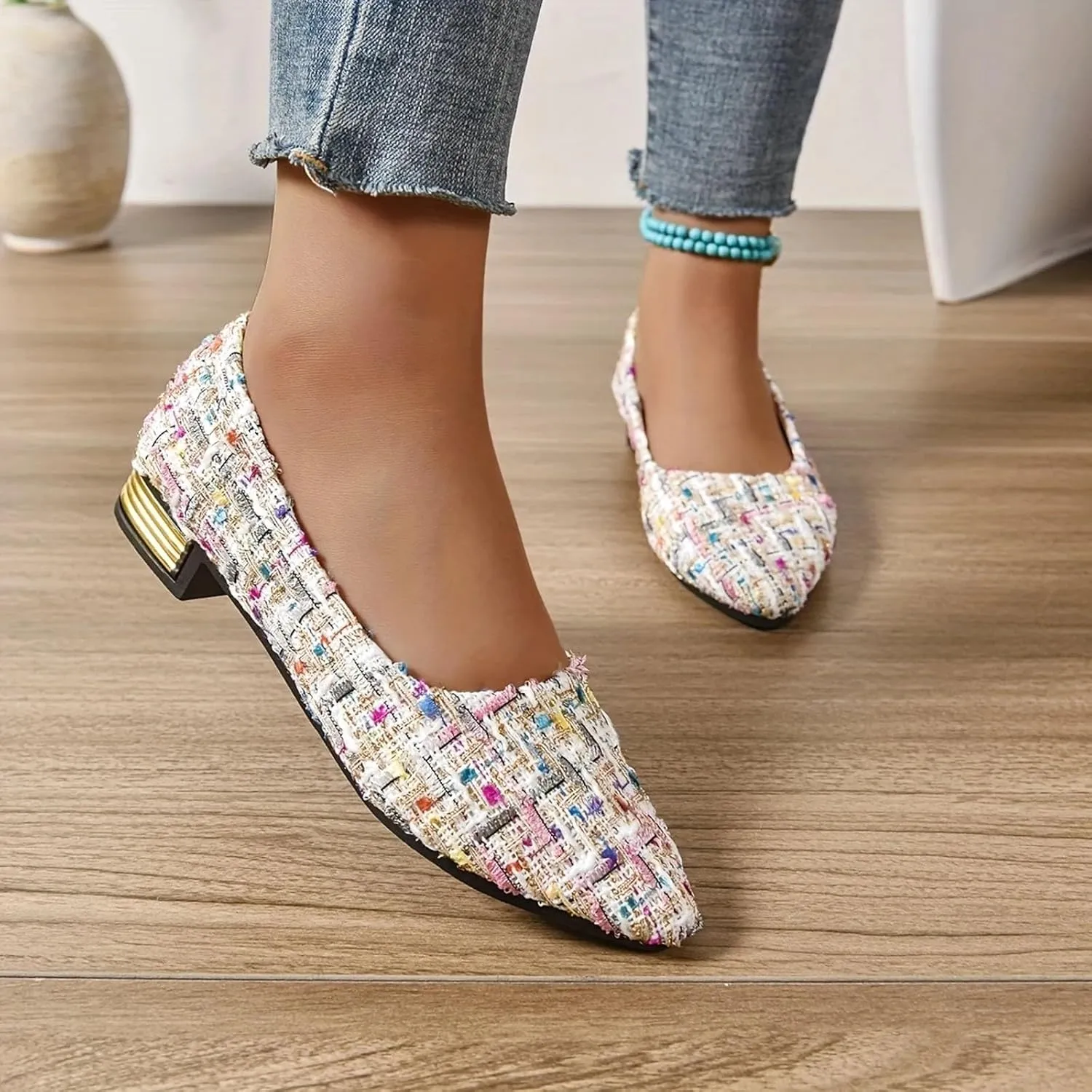 Sandals for Women 2025 Dressy Pointed Toe Flat Shoes For Womens, Summer Fashion Ballet Flats,Closed Toe Sandal