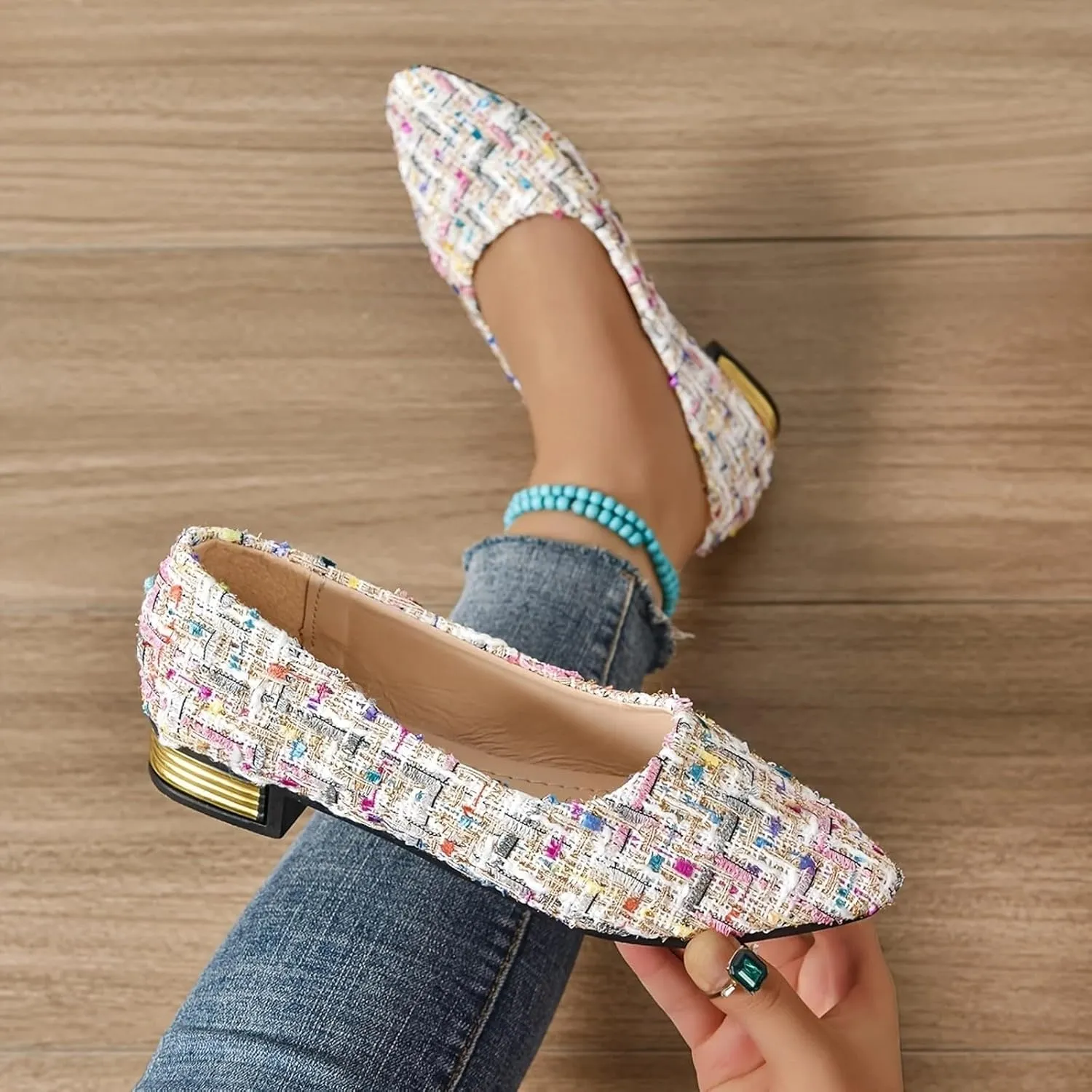 Sandals for Women 2025 Dressy Pointed Toe Flat Shoes For Womens, Summer Fashion Ballet Flats,Closed Toe Sandal
