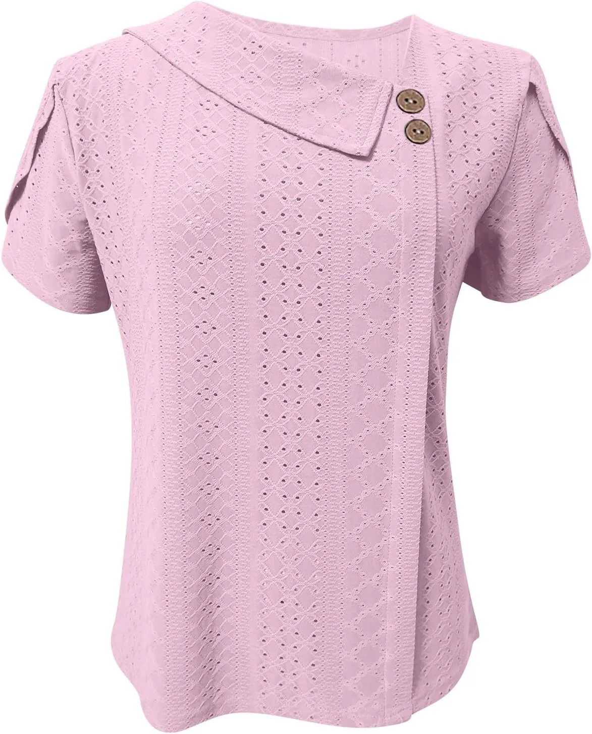 Shirts for Women Trendy Summer 2024 Petal Short Sleeve v Neck Petite Tops Cute Lace Eyelet Blouses Dressy Casual