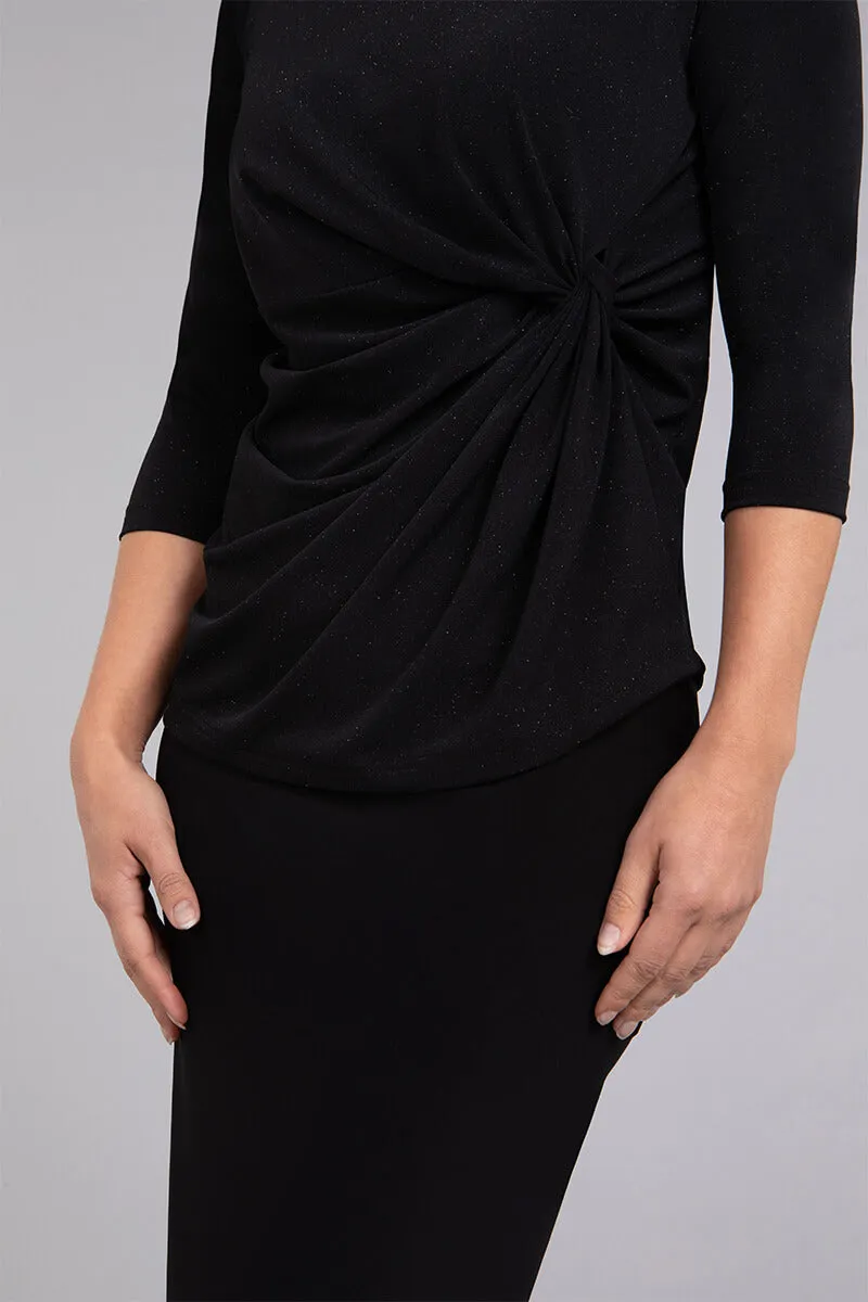 Side Twist Top | Black Sparkle