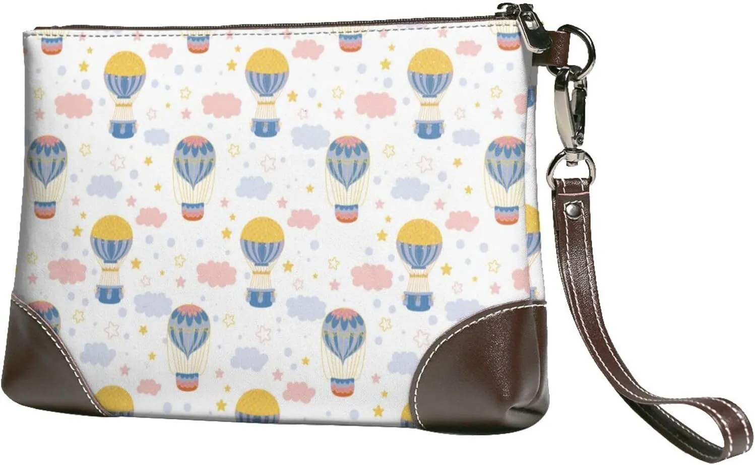 Small Clutch Purses for Women - Hot Air Balloon Leather Wristlet Wallets for Women with Wrist Strap