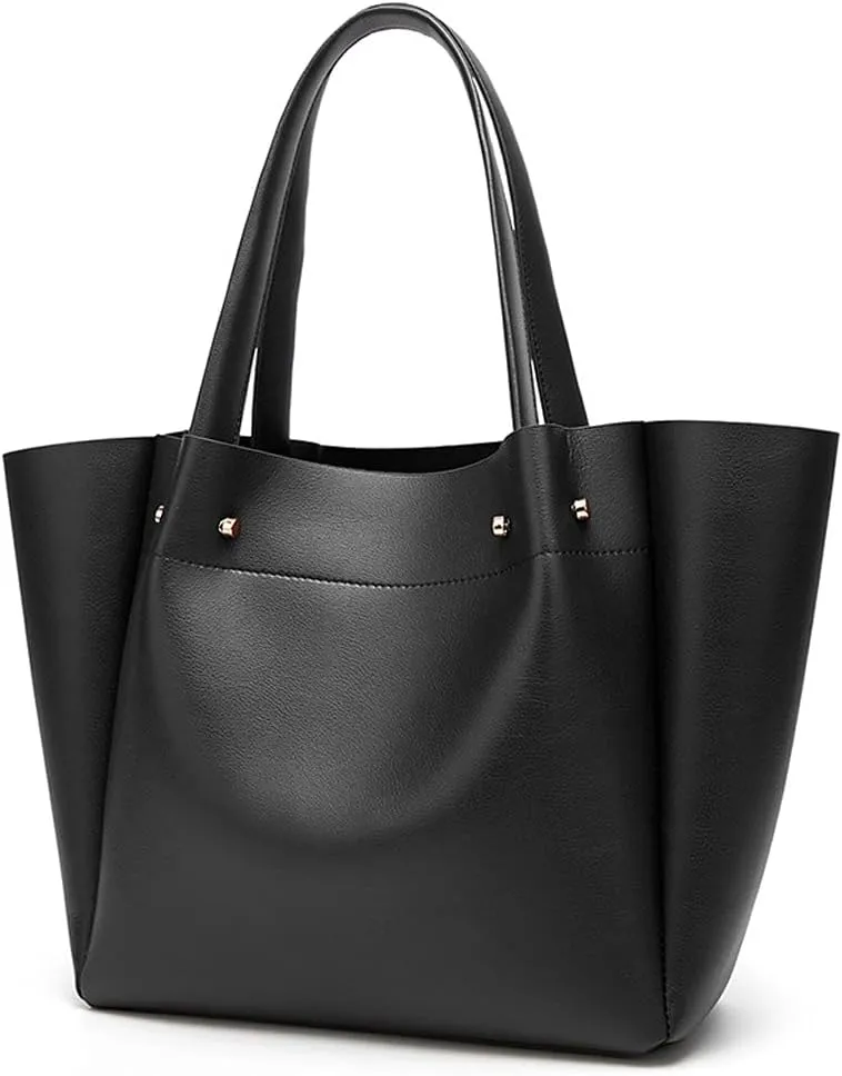 Soft Faux Leather Shoulder Bag for Women Large Capacity Handbag Retro Tote Bag Fashion Satchel Commute Purse