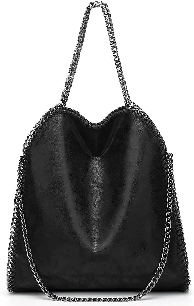 Soft Faux Leather Shoulder Bag Large Capacity Handbag Hobo Tote Bag Fashion Satchel Chain Purse Commute