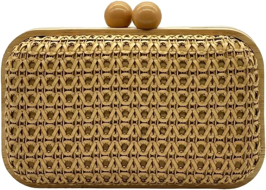 Solyinne Straw Clutch Purse for Women Woven Handbag Raffia Bag Summer Crossbody Shoulder Bag Evening Bag Party Wedding