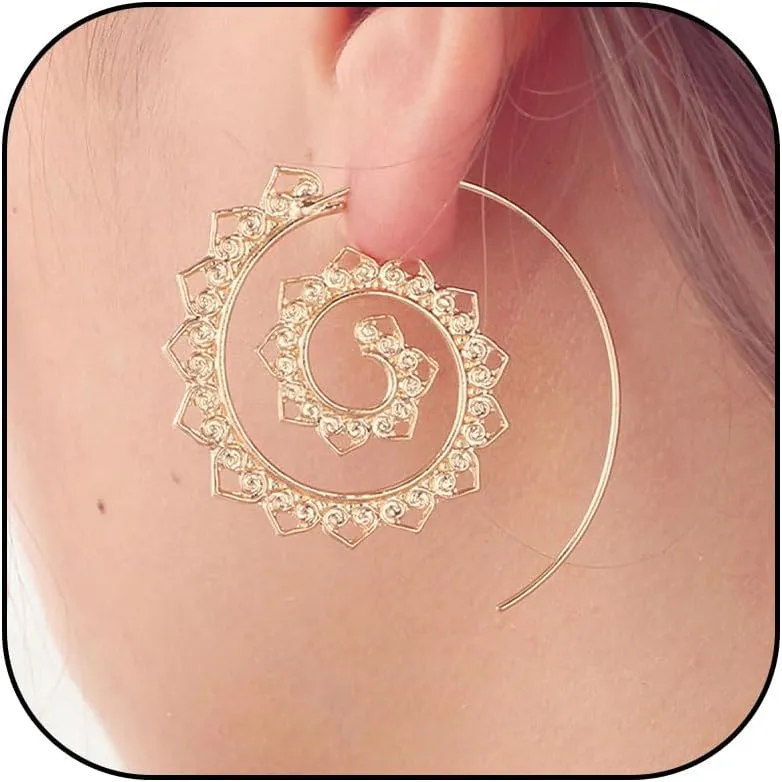 Spiral Earrings for Women Gold Spiral Hoop Earrings Geometric Earrings Spiral Dangle Earrings Exaggerated Statement Earrings Jewelry Present