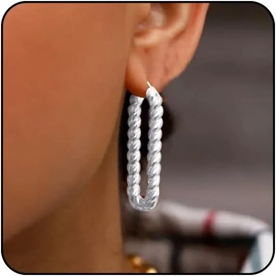 Statement Silver Geometric Dangle Earrings - Chunky, Big Thick Gold & Simple Fashion Silver Earrings