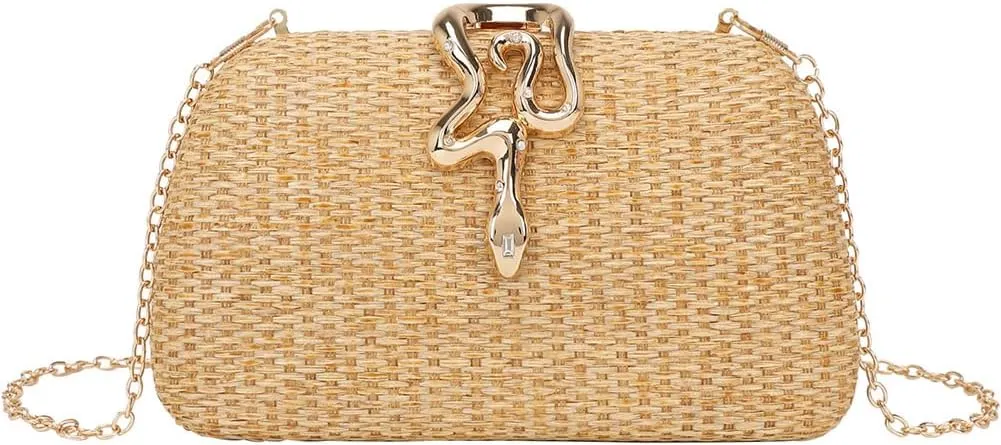 Straw Clutch Purse for Women Rattan Summer Evening Bag Woven Beach Vacation Handbags Wedding Party Wicker Purse 2025