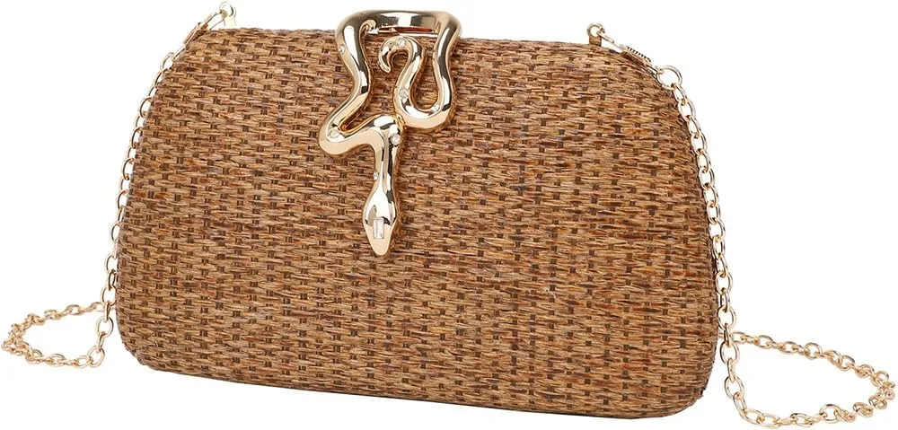 Straw Clutch Purse for Women Rattan Summer Evening Bag Woven Beach Vacation Handbags Wedding Party Wicker Purse 2025