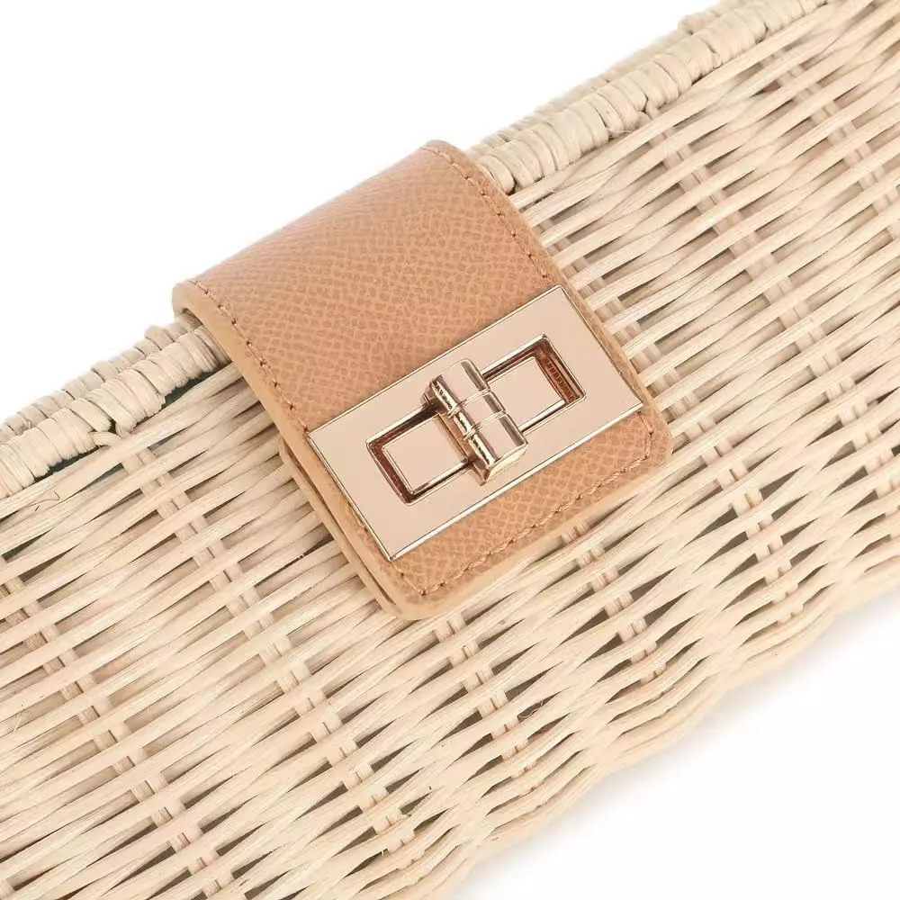 Straw Clutch Purse Women's Clutch Rattan Straw Bag Beach Woven Bag
