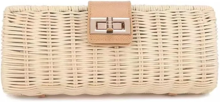 Straw Clutch Purse Women's Clutch Rattan Straw Bag Beach Woven Bag