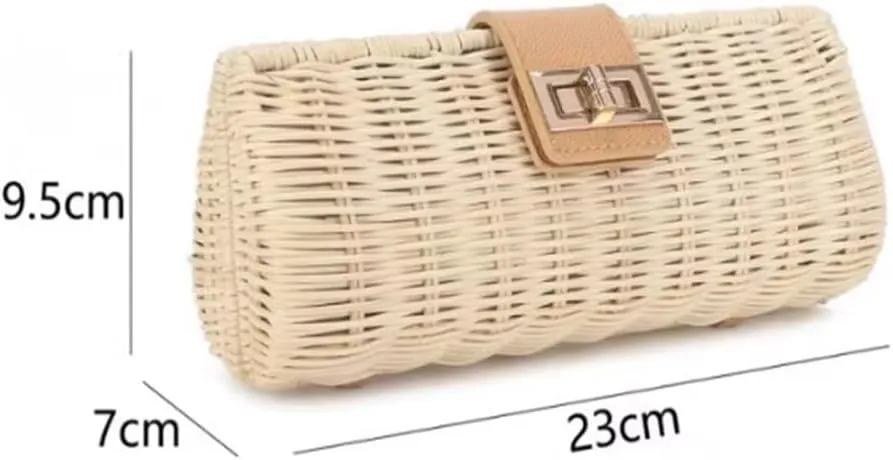 Straw Clutch Purse Women's Clutch Rattan Straw Bag Beach Woven Bag