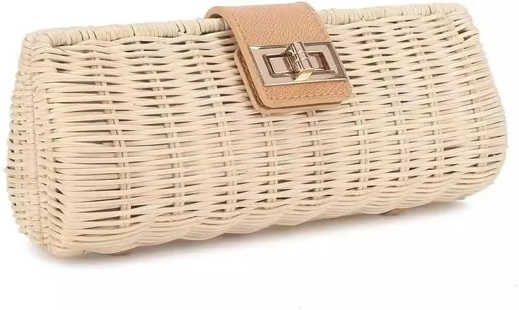 Straw Clutch Purse Women's Clutch Rattan Straw Bag Beach Woven Bag