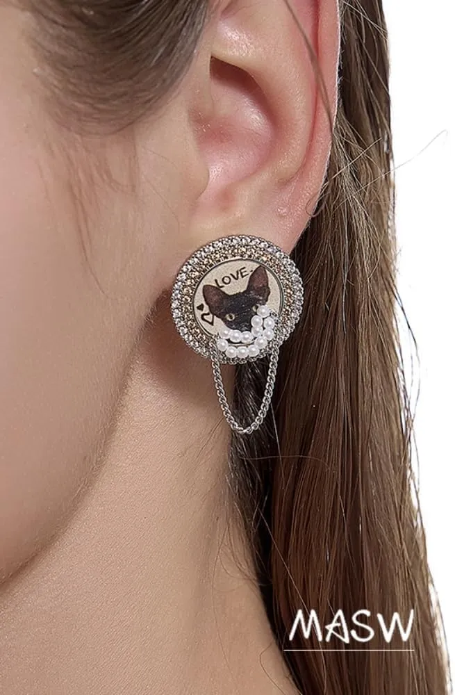 Stylish cat earrings, pendant earrings, cute animal earrings, fun animal earrings, suitable earrings for women