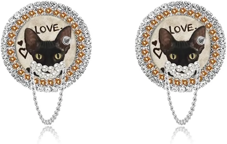 Stylish cat earrings, pendant earrings, cute animal earrings, fun animal earrings, suitable earrings for women