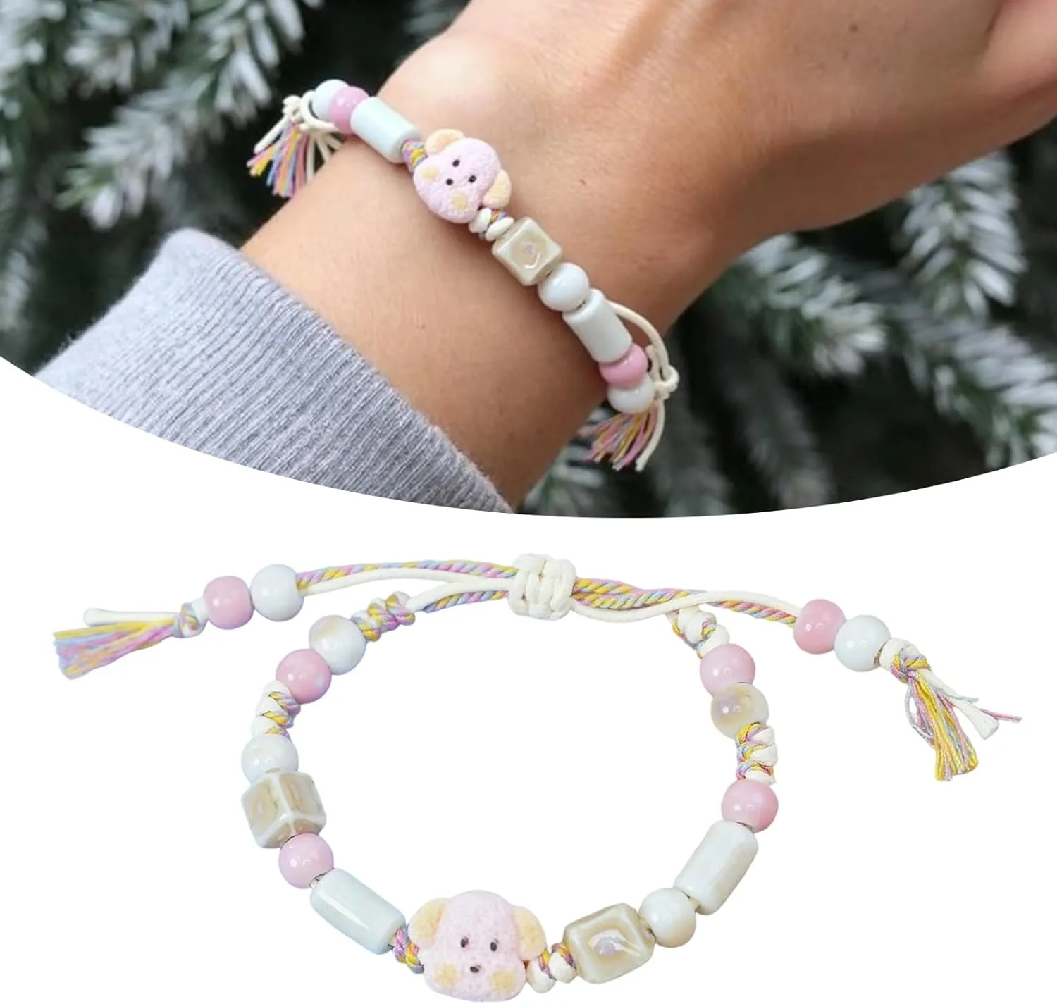 Stylish Ceramic Dog Accessory Woven Cord Unique Ceramic Wristband for Individuality and Creative Expression