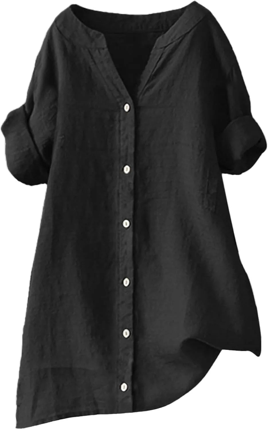 Summer Cute Tees Outfits Blouse 2025 Womens Tops Spring Summer Solid Color Shirt Long Sleeve Down Shirt Loose Fit