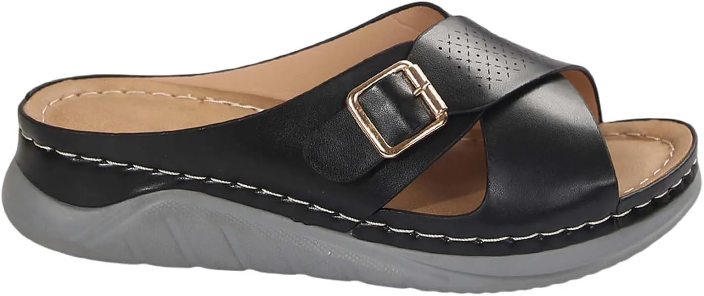 Summer Sandals for Women 2025 Wide Width Orthopedic Sandal Arch Support Walking Beach Boho Platform Slides