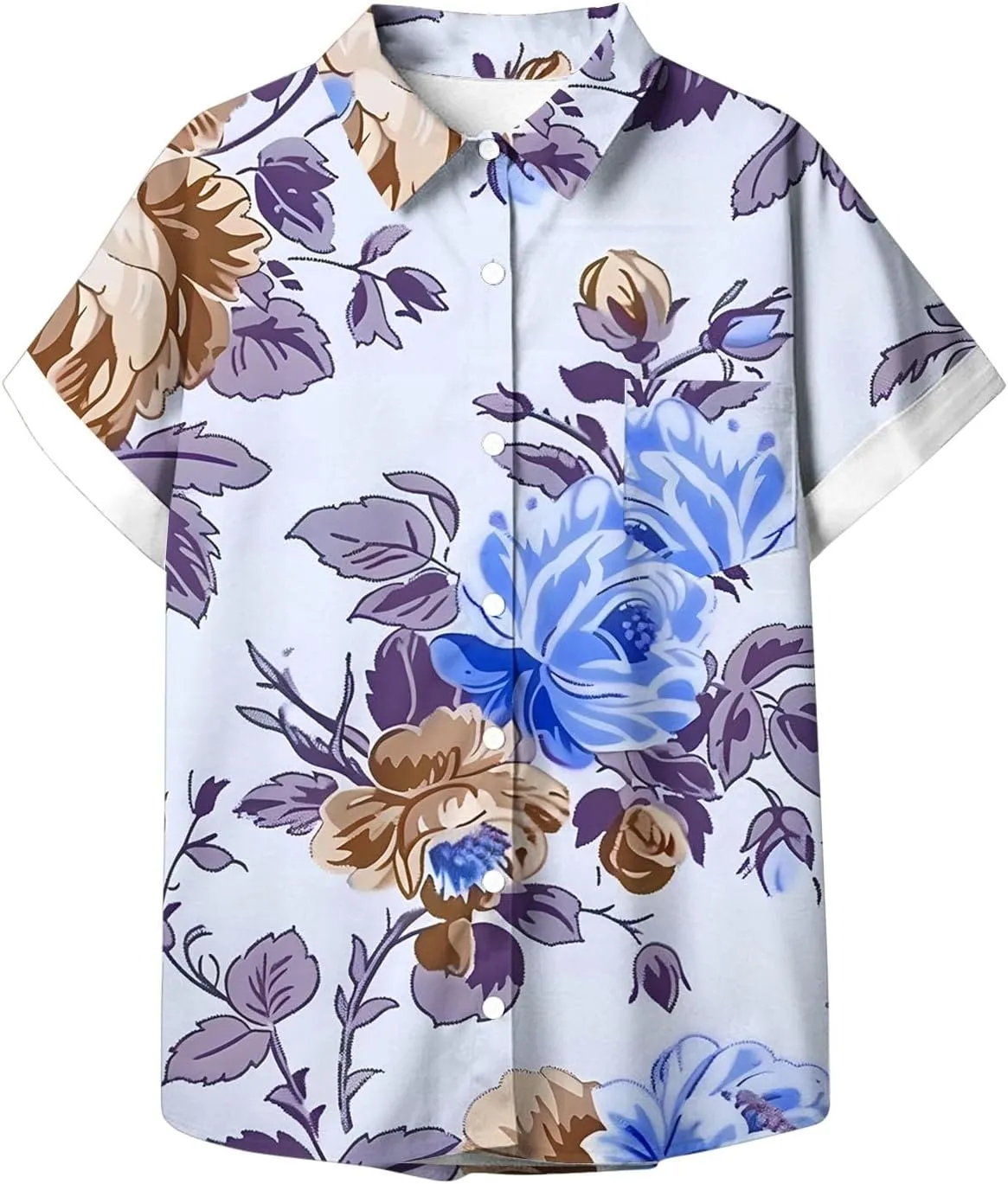 Summer Tops for Women 2024 Vacation Beach Vacation Short Sleeve Floral Print Shirts Casual Loose Bohemian Blouses
