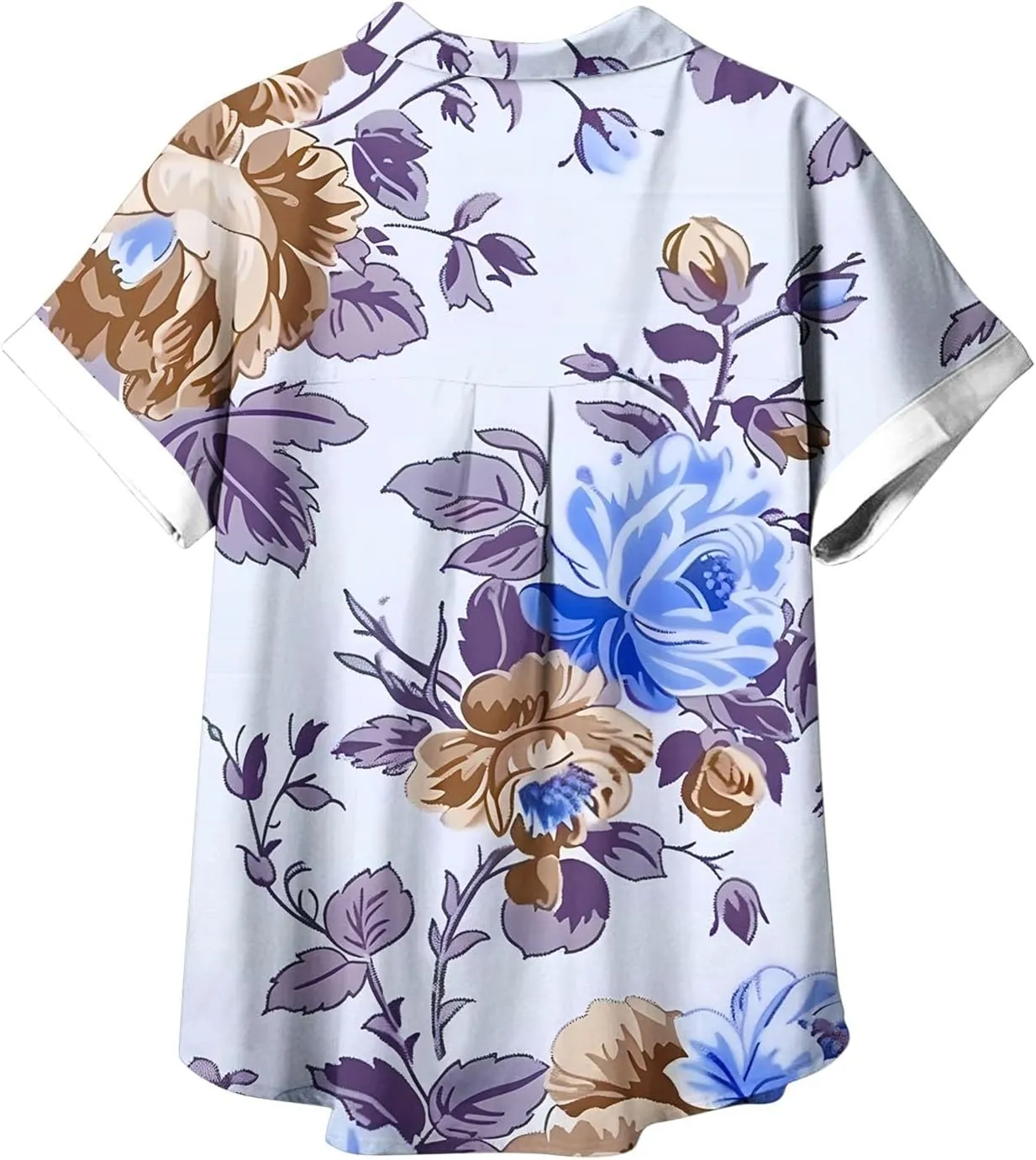 Summer Tops for Women 2024 Vacation Beach Vacation Short Sleeve Floral Print Shirts Casual Loose Bohemian Blouses