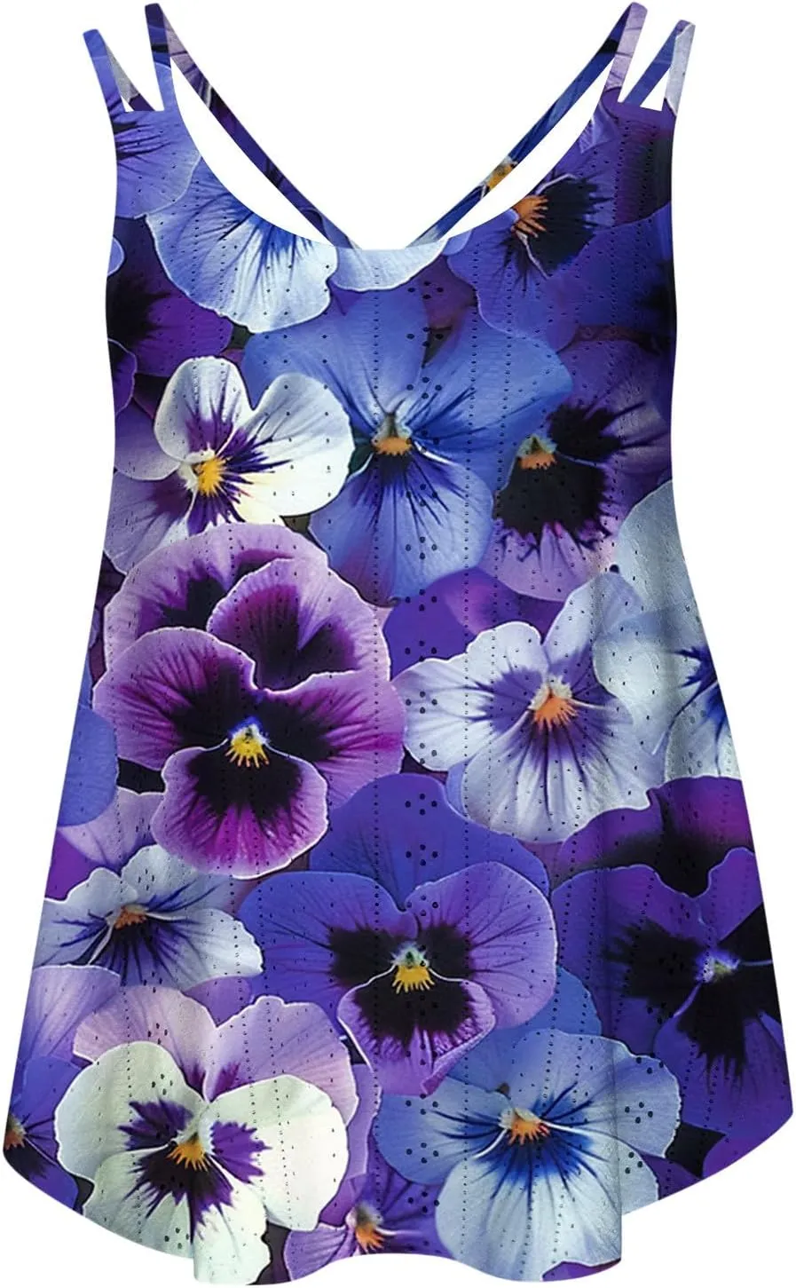 Summer Tops for Women 2025 Eyelet Embroidery Tank Tops Sleeveless Spaghetti Strap Scoop Neck Beach Vacation Clothes