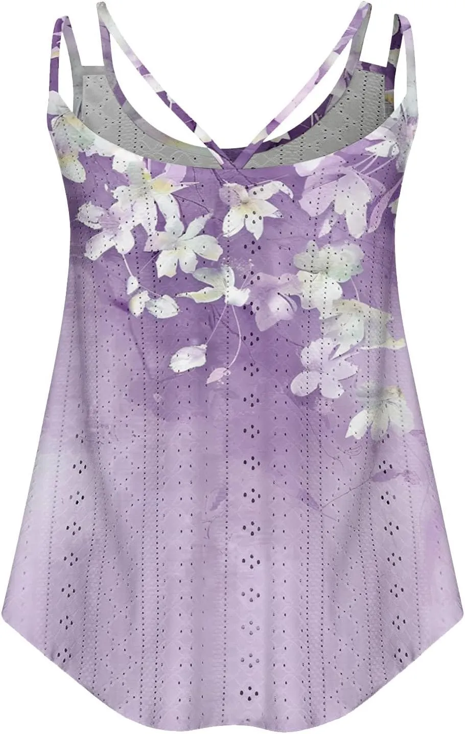 Summer Tops for Women 2025 Eyelet Embroidery Tank Tops Sleeveless Spaghetti Strap Scoop Neck Beach Vacation Clothes