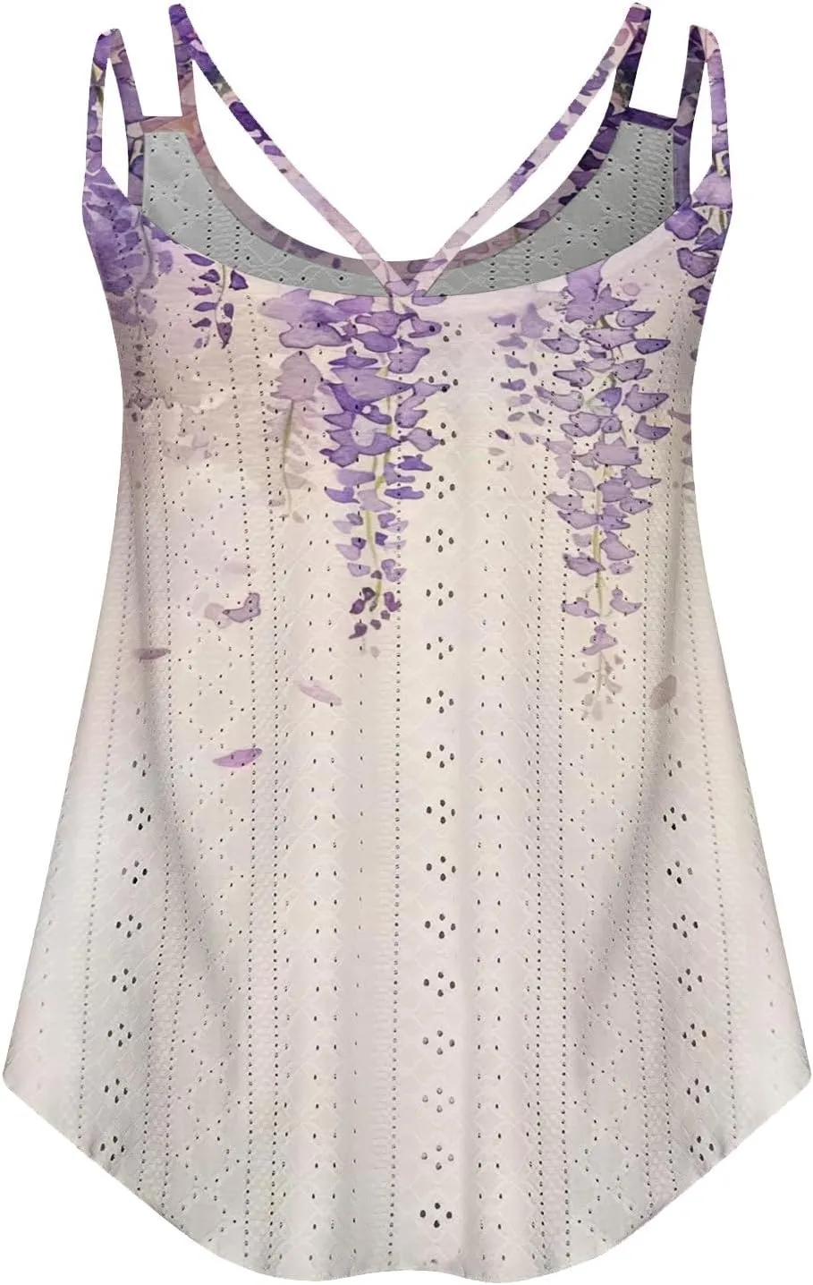 Summer Tops for Women 2025 Eyelet Embroidery Tank Tops Sleeveless Spaghetti Strap Scoop Neck Beach Vacation Clothes