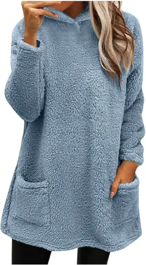 Sweatshirts for Women comfort hoodie for anxiety Long Sleeve Winter Shirts Round Neck Casual Warm Cute Long Tops