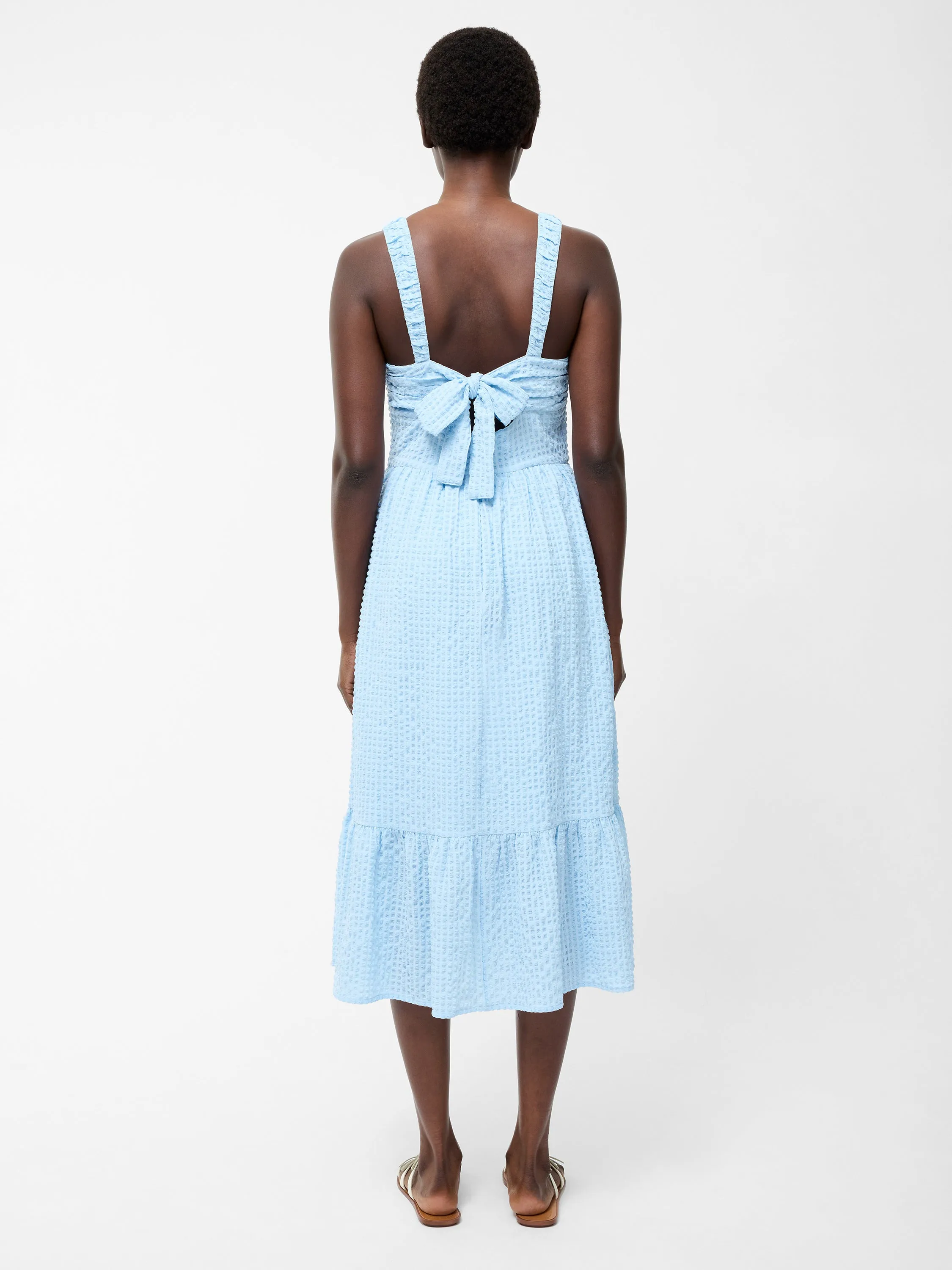 Sweetheart Textured Strap Midi Dress