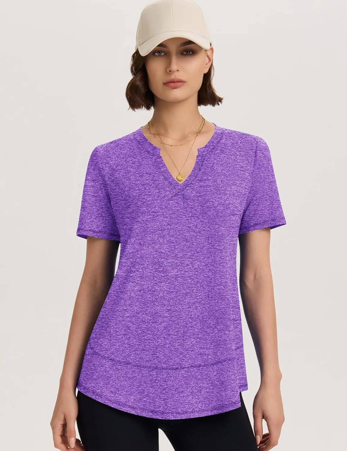 TCOT Women's Short Sleeve Workout Tops Loose Fit Athletic Tees V Neck Running Shirts Yoga Tee Gym Shirts