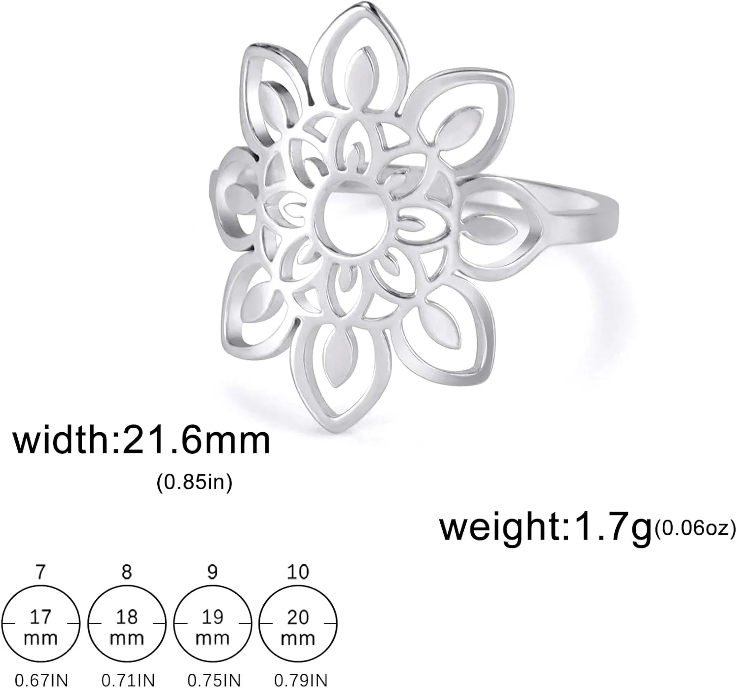 TEAMER Stainless Steel Hollow Lotus Ring - Geometric Simple Jewelry for Women