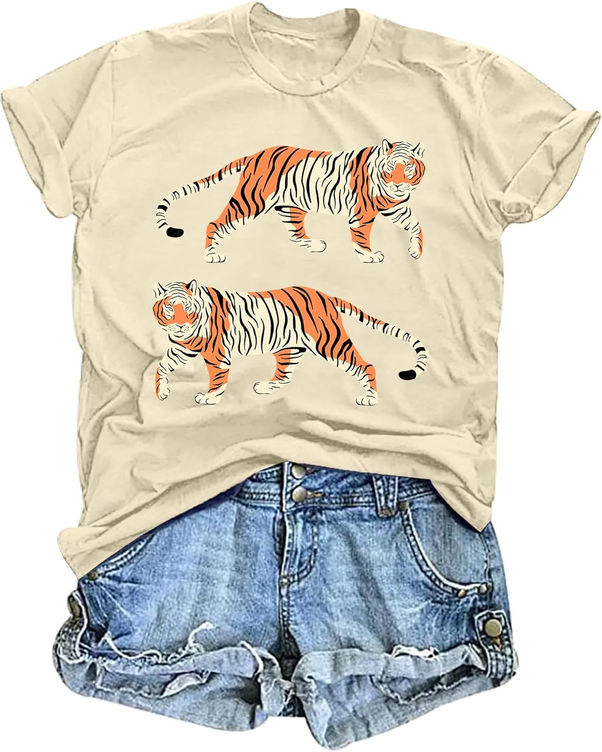 Tie Dye Shirt Womens Animal Tiger Graphic Tees Tops Summer Casual Loose Short Sleeve T-Shirt Blouse