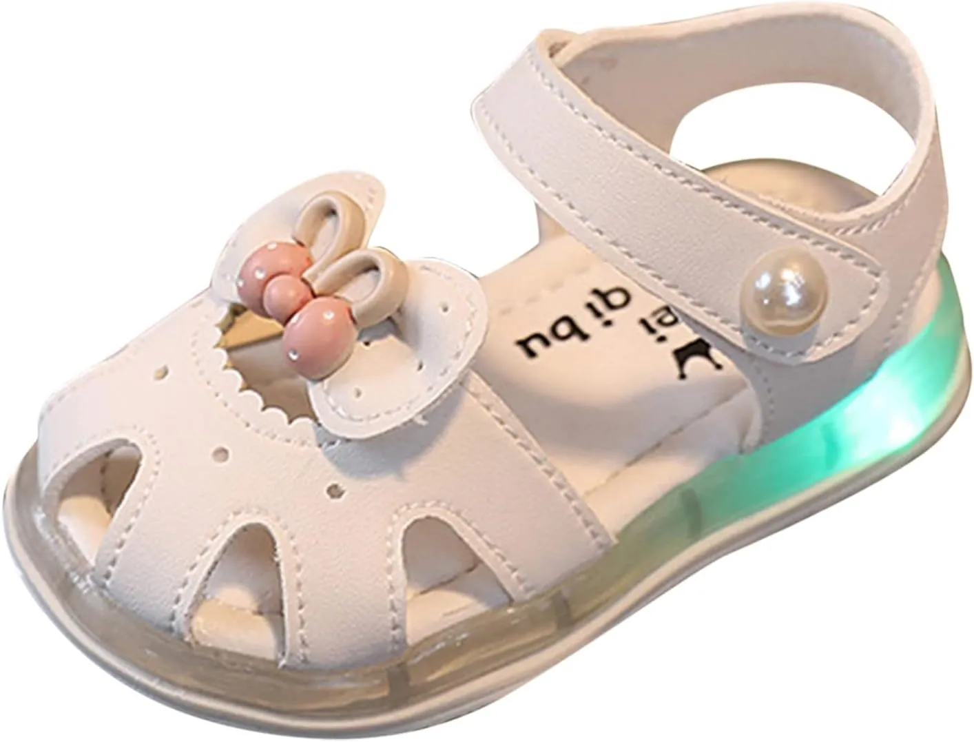 Toddler Girls Children Sandals Close Toe Bow School Dress Shoes Round Toe Anti-Slip Platform Flat Sandal