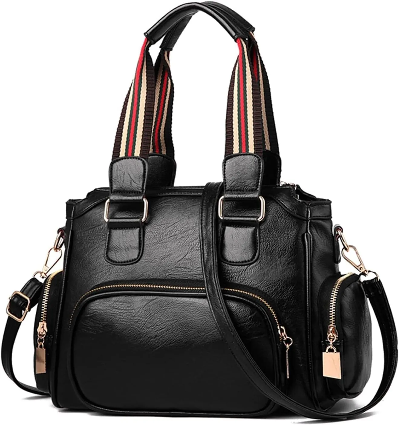 Top Handle Shoulder PU Leather Multi Pockets Crossbody Messenger for Shopping Ladies Handbag Lightweight Tote