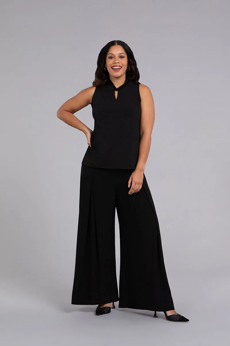Twist Collar Tank | Black Sparkle