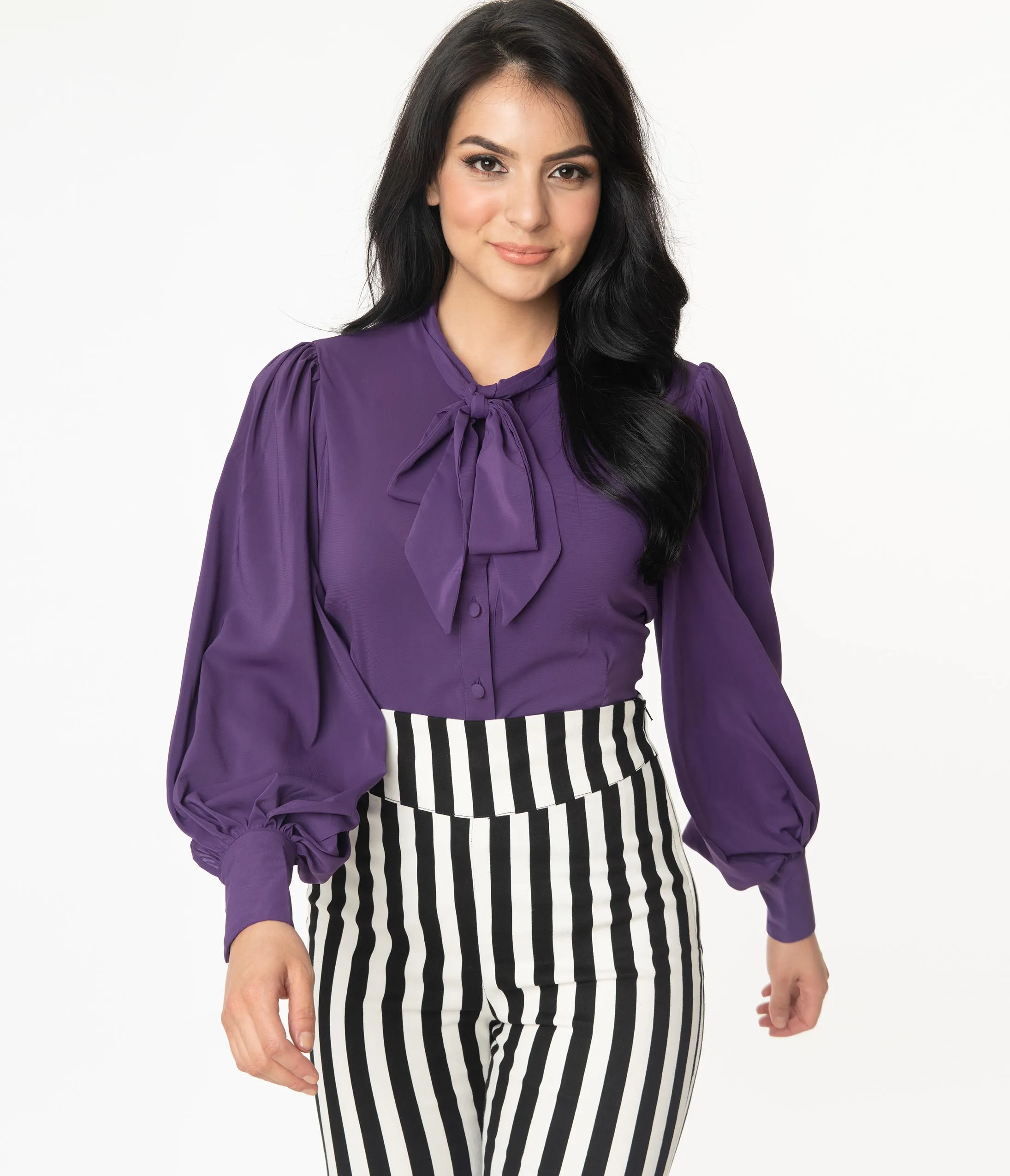 Unique Vintage Dark Purple Gwen Blouse