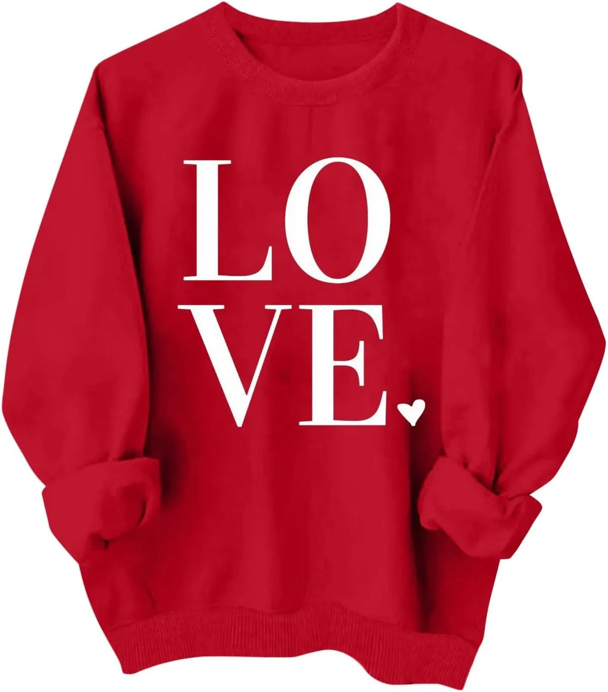 Valentine's Shirts for Women,Love Heart Long Sleeve Crewneck Pullover Top Trendy Oversized Sweatshirts 2024
