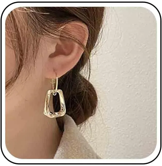 Vintage Hollow Square Drop Earrings Geometric Square Earrings Square Hoop Huggie Earrings Gold Geometric Trapezoidal Dangle Earrings Jewelry for Women