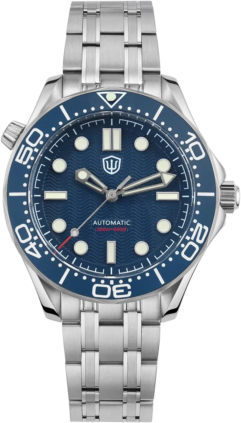 watchdives NH35 Automatic Watches for Men, WD007ST NTTD Dive Watch 39mm Domed Sapphire Crystal Wristwatch 200m Waterproof Watch