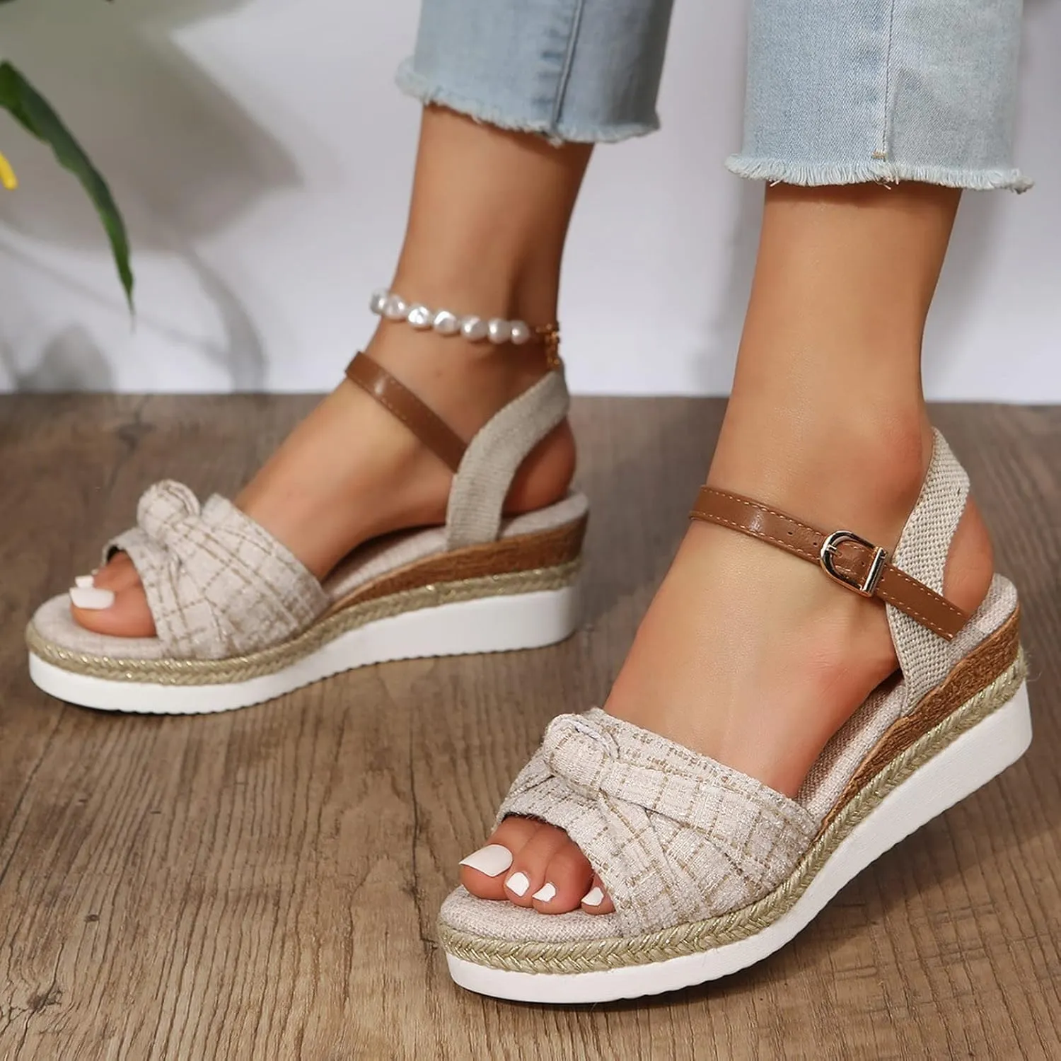 Wedge Sandals for Women Dressy Orthopedic Summer Open Toe Ankle Strap Platform Comfortable Strappy Fashion Sandals