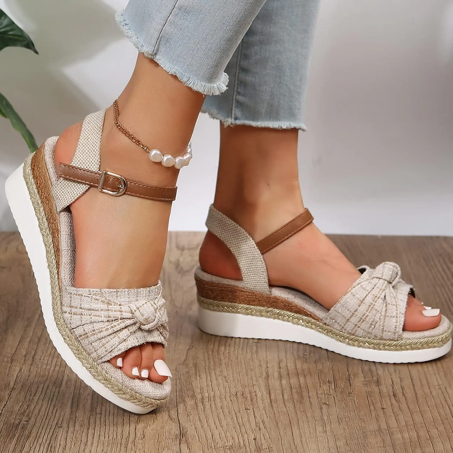 Wedge Sandals for Women Dressy Orthopedic Summer Open Toe Ankle Strap Platform Comfortable Strappy Fashion Sandals