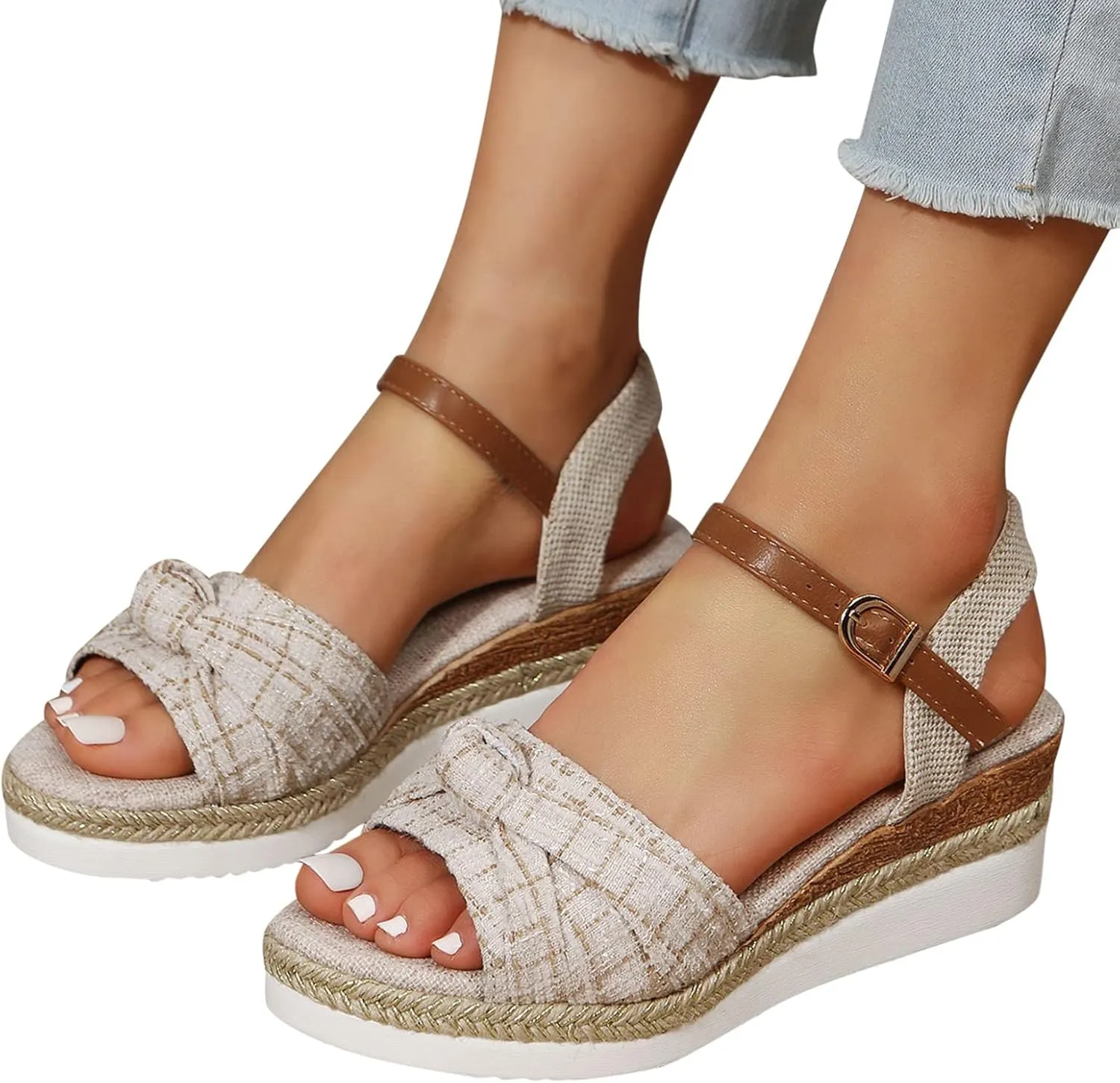 Wedge Sandals for Women Dressy Orthopedic Summer Open Toe Ankle Strap Platform Comfortable Strappy Fashion Sandals