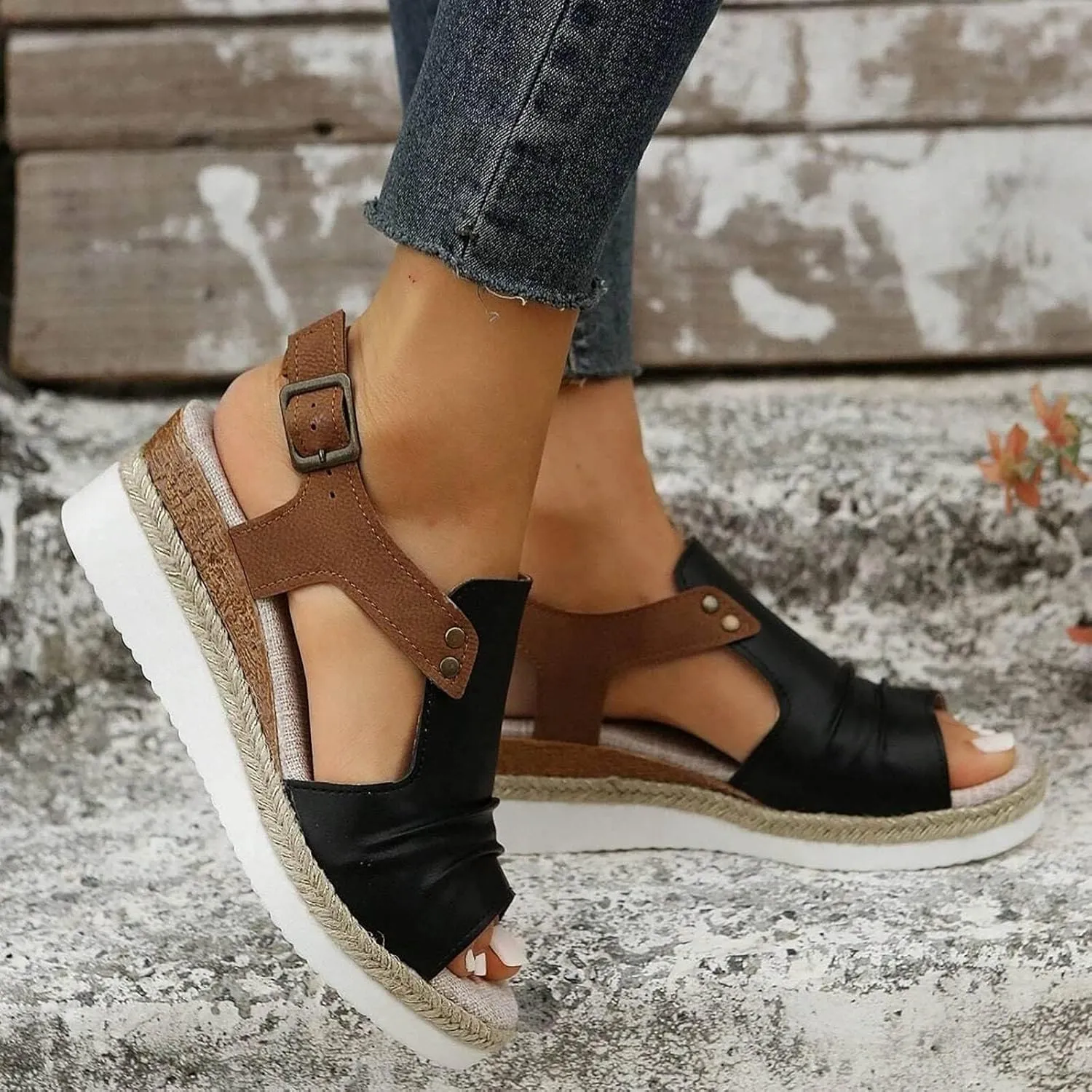 Wedge Sandals for Women,2025 New Arch Support Sandals,Casual Open Toe Sandals,Orthopedic Wedge Sandals for Women,Dressy Summer Platform Sandals,Flip Flops Beach Open Toe Sandals