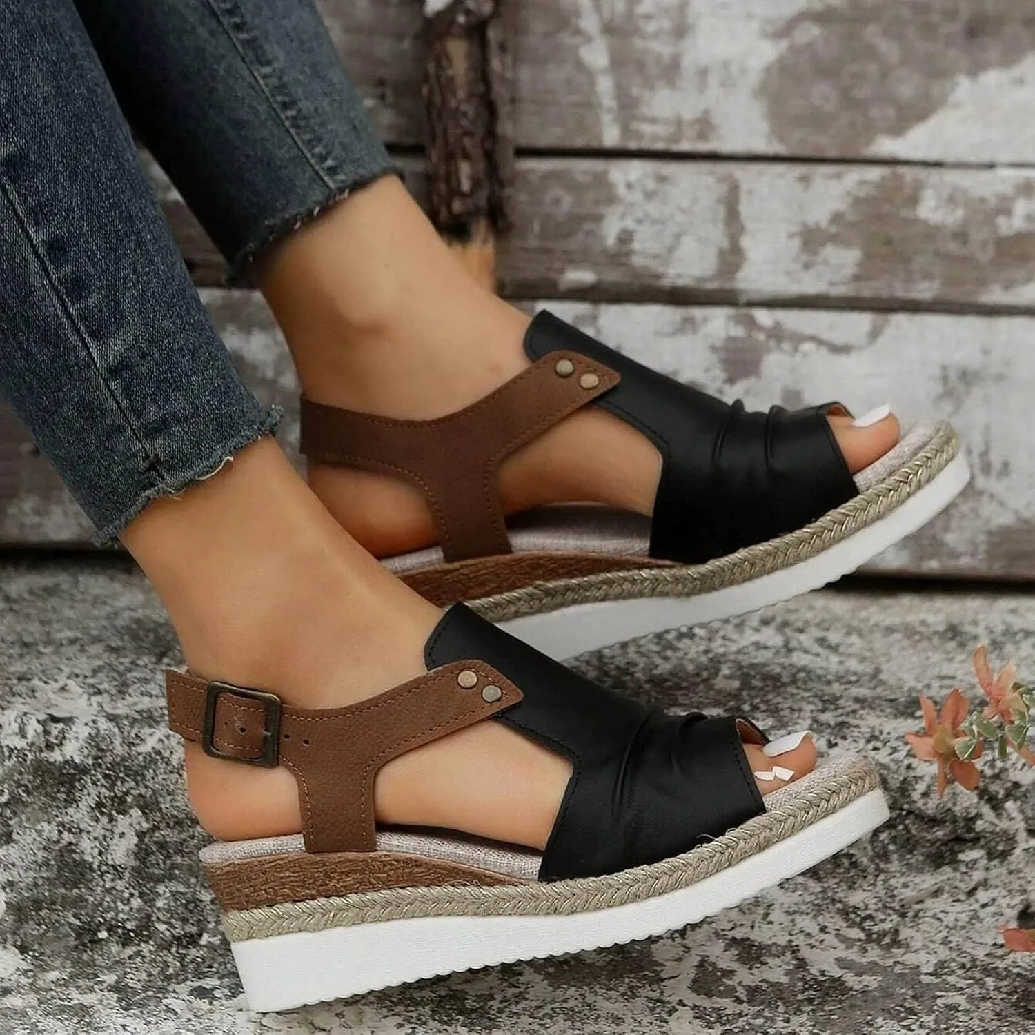 Wedge Sandals for Women,2025 New Arch Support Sandals,Casual Open Toe Sandals,Orthopedic Wedge Sandals for Women,Dressy Summer Platform Sandals,Flip Flops Beach Open Toe Sandals