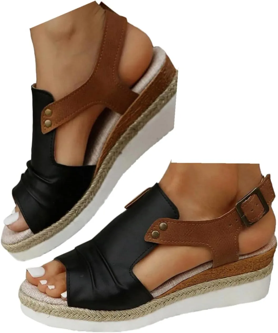 Wedge Sandals for Women,2025 New Arch Support Sandals,Casual Open Toe Sandals,Orthopedic Wedge Sandals for Women,Dressy Summer Platform Sandals,Flip Flops Beach Open Toe Sandals