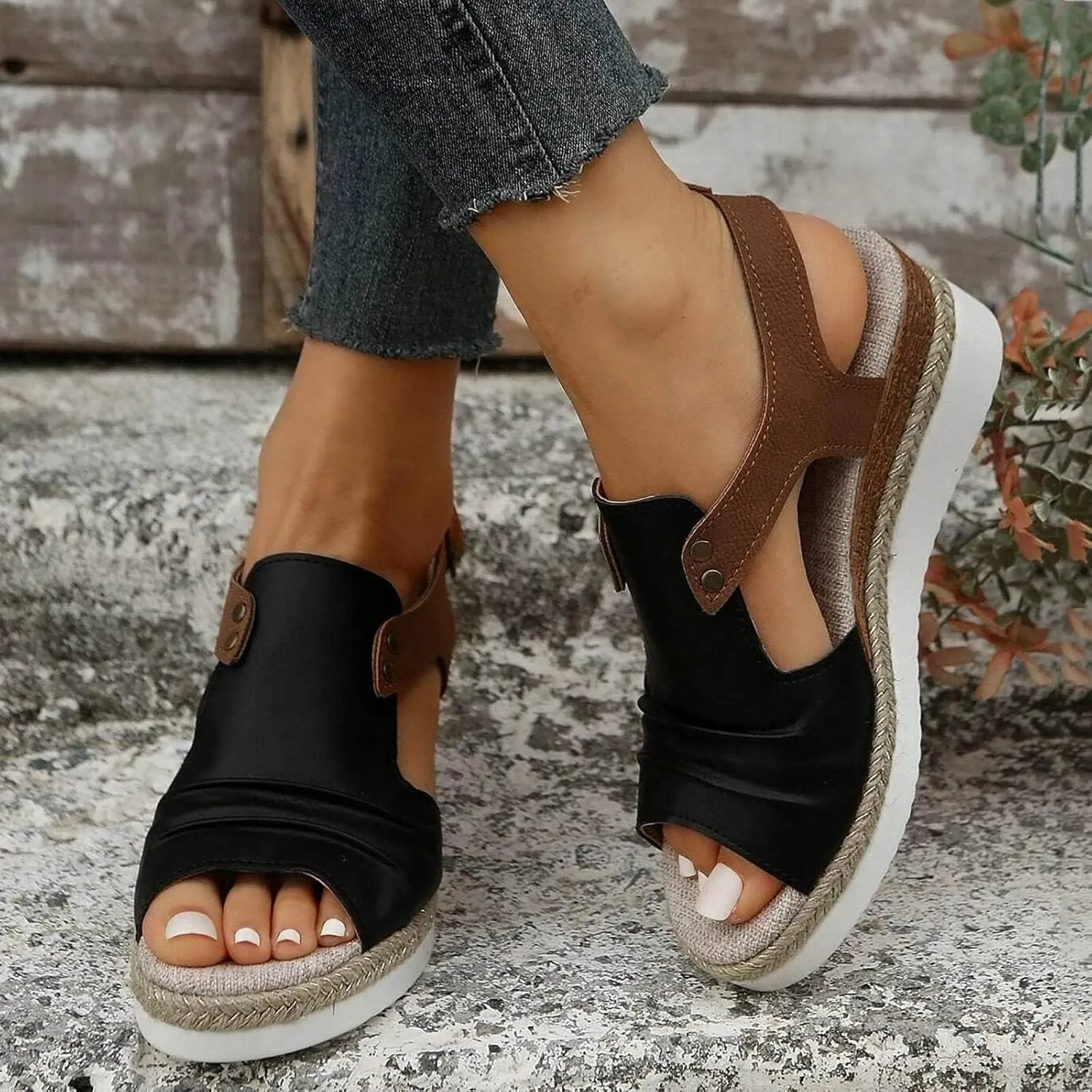 Wedge Sandals for Women,2025 New Arch Support Sandals,Casual Open Toe Sandals,Orthopedic Wedge Sandals for Women,Dressy Summer Platform Sandals,Flip Flops Beach Open Toe Sandals